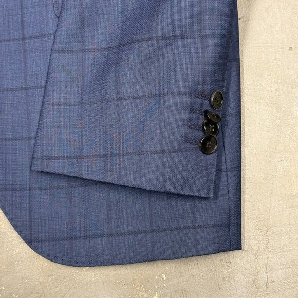 Hugo Boss Blazer Windowpane Blue 100s Wool Sport Coat Johnstons5/Lenon1 38 S - Picture 4 of 13